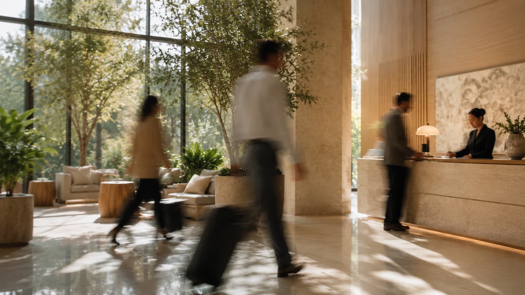 A hotel reception at the start of the day